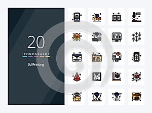 20 3d Printing line Filled icon for presentation