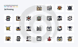 25 3d Printing Line Filled Style icon pack