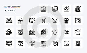 25 3d Printing Line icon pack