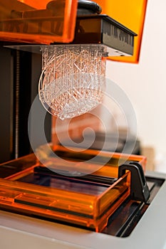 Resin 3D printing, SLA build tilt view photo