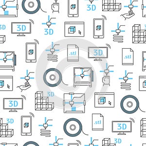 3D Printing Seamless Pattern Background. Vector