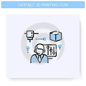 3d printing service line icon. Editable