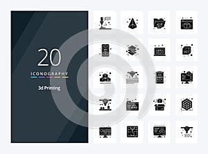 20 3d Printing Solid Glyph icon for presentation