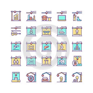 3d printing technology RGB color icons set