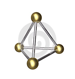 3D Pyramid gold ball and silver rod