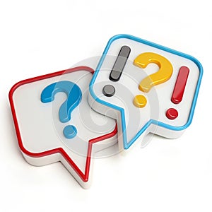 3D Q and A Talking Icon Illustration