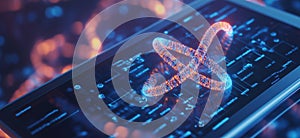 3D Quantum Computing Visualization on Digital Tablet with Abstract Data Background