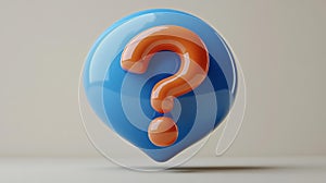3D Question Mark Icon in Blue Bubble