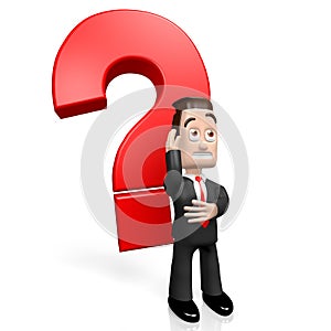 3D businessman, question mark concept