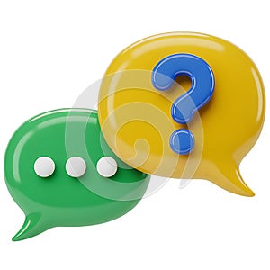 3D Question and Typing Chat Bubbles Icon