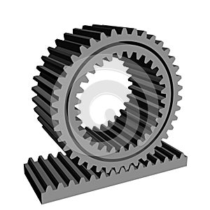 3D rack pinion spur gear wheel cogwheel photo