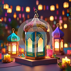 3d ramadan celebration lantern