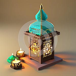 3d ramadan celebration lantern