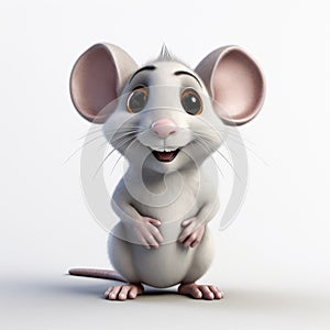 3d Cel Shaded Rat Looking At Camera On White Background