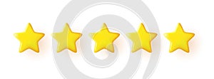 3D Rating stars icon for review product.