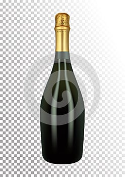 Vector illustration of a bottle of champagne or sparkling wine in photorealistic style. A realistic object on a