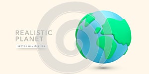 3d realistic colour planet isolated on light background. Vector illustration