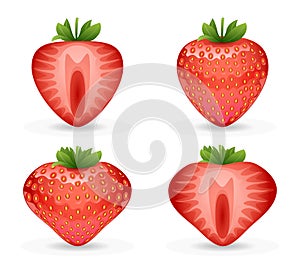 3d realistic fruit design strawberry vector illustraton photo