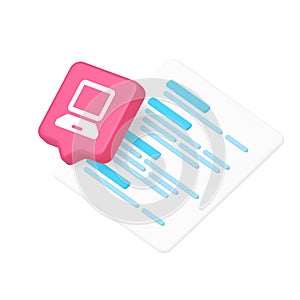 3d Realistic Icon Of Pink Code Page And White Computer Monitor Symbol For Programming Apps