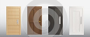 3d realistic isolated wood home front door design