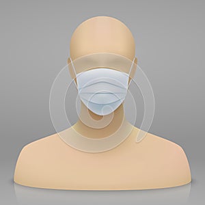 head with medical face mask