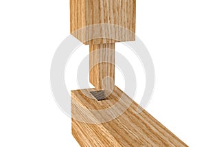 Tenon inserted into a mortis.