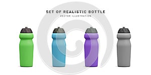 3d realistic set of sport bottle for fitness isolated on white background. Vector illustration