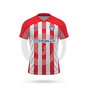 3d realistic soccer jersey in Atletico style, shirt template football kit 2023 photo