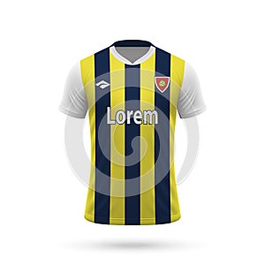 3d realistic soccer jersey in Fenerbahce style, shirt template football kit 2023 photo