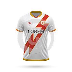3d realistic soccer jersey in Rayo Vallecano style, shirt templa photo