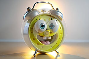 3D Realistic SpongeBob Alarm Clock Close-Up with Glowing Numbers photo