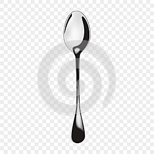 3d realistic Stainless steel glossy metal kitchen spoon photo