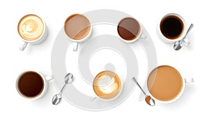 3d realistic vector isolated white cups of coffee