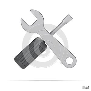 3d realistic wrench and screwdriver icon set isolated on white background. Repair icon, Hand tools icon