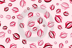 3d red abstract lips seamless pattern background