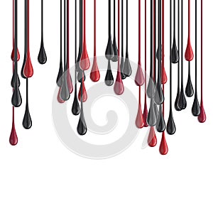 3D red and black glossy paint drop blobs