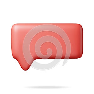 3D Red Blank Speech Bubble Isolated on White