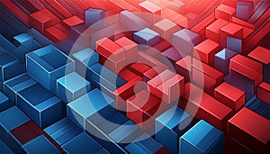 3D red and blue abstract cubes