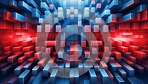 3D red and blue abstract cubes