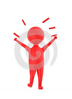 3d red character showing happiness / excitment / joy photo