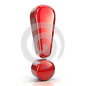 3d red exclamation mark bold shiny attentiongrabbing photo