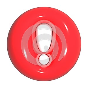 3D Red Exclamation Mark Button Icon Isolated on Black Background
