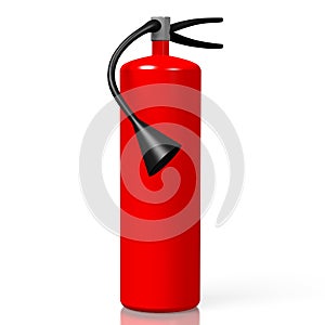 3D red fire extinguisher, white background