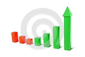 3D red and green barchart growth