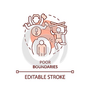 2D red linear icon poor boundaries concept
