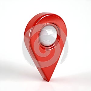 3D red map pointer icon isolated