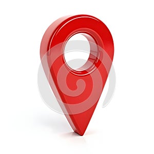 3D red map pointer icon isolated