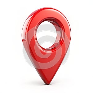 3D red map pointer icon isolated