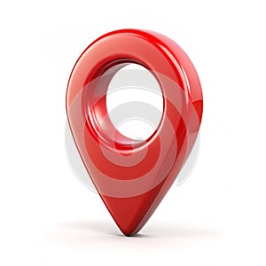 3D red map pointer icon isolated