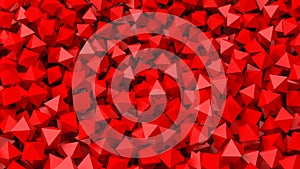 3D red polyhedrons pile abstract